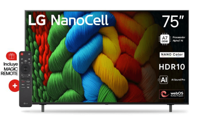 75" Smart Tv Lg UHD Ai UHD 4K Procesador Alpha 7 8va Gen con Inteligencia Artificial 75ua8550psa